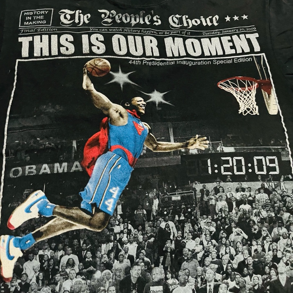 Vintage Graphic “Barack Obama Dunk” Tee  To
Commemorate 44th President  1/20/09 - Picture 2 of 12